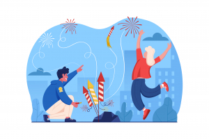 وکتور کودکانه طرح آتش بازی